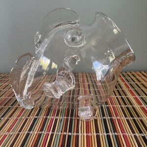 Vintage Hand-Blown Clear Glass Fish Vase Empoli Blenko Style Art Glass 6"
